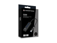 Conceptronic DONN07BA USB zu Gigabit-Netzwerkadapter mit 3-Port-USB-Hub, USB-A x 3, Wake-on-LAN, 2-in-1 USB-C USB-A Cable