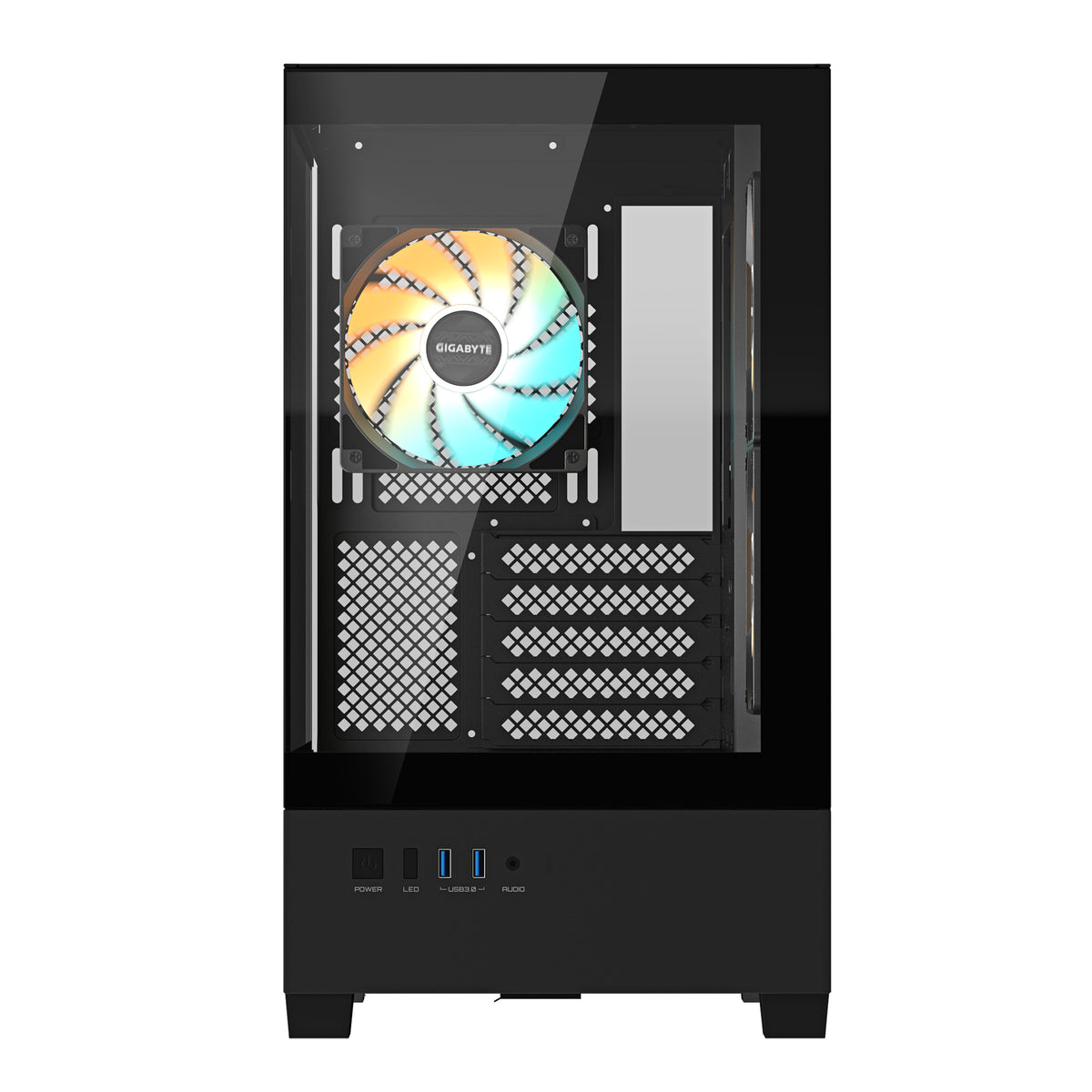 GIGABYTE C201 PANORAMIC PC-Gehäuse – Mid-Tower, m-ATX, Unterstützung für 360-mm-Radiator, 3 vorinstallierte Lüfter, USB 3.0, unterstützt RGB Fusion