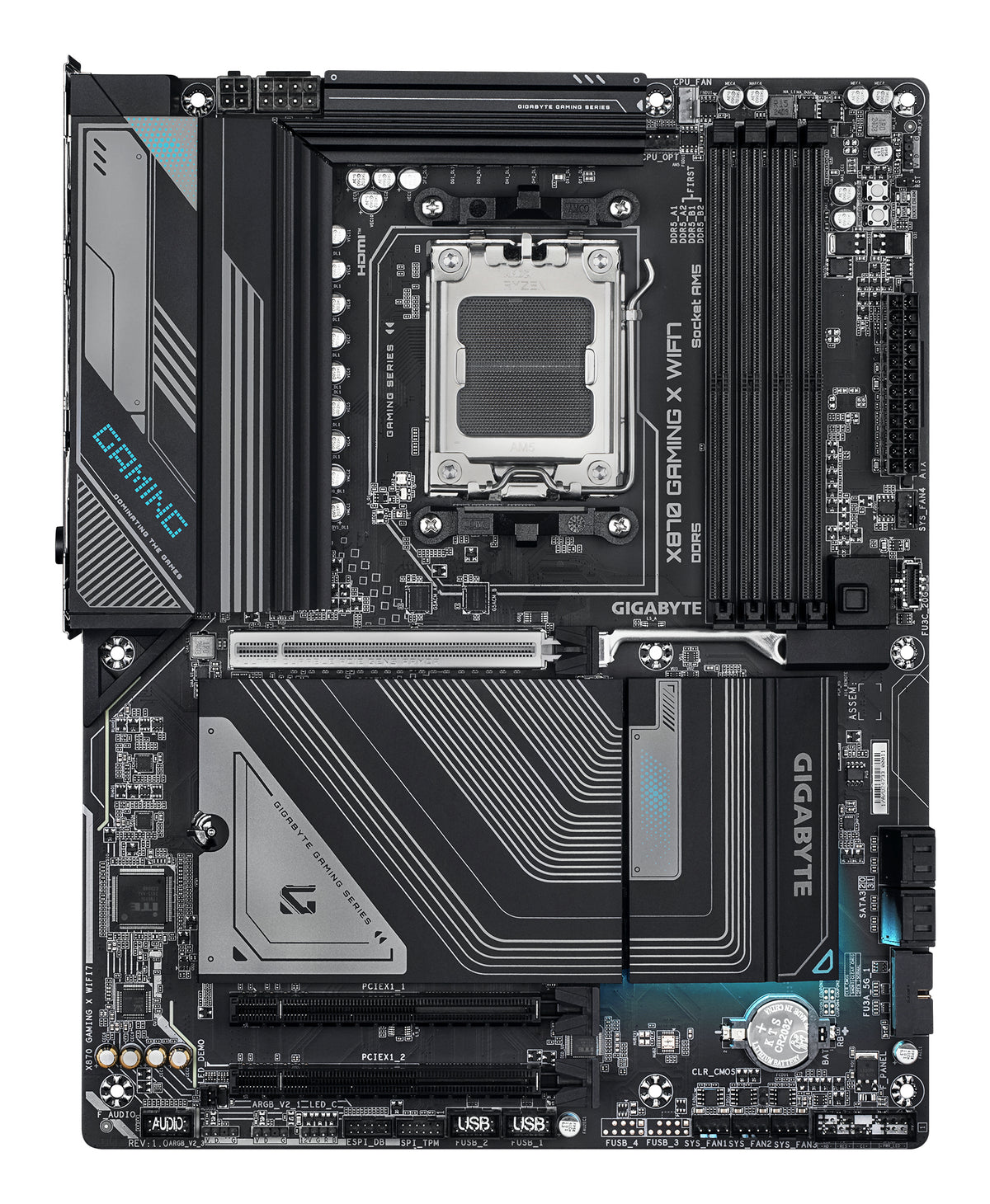 GIGABYTE X870 GAMING X WIFI7 Mainboard - Unterstützt AMD Ryzen 9000 CPUs, 16+2+2 Phasen VRM, bis zu 8000MHz DDR5 (OC), 1xPCIe 5.0 + 2xPCIe 4.0, Wi-Fi 7, 2.5GbE LAN, USB 4