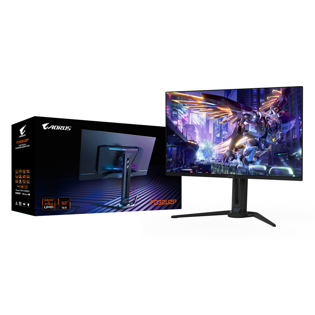 GIGABYTE AORUS FO32U2P 32” OLED Gaming Monitor - 3840 x 2160 (UHD), 240Hz, 0,03ms, 250 cd/m², KVM, FreeSync Premium Pro, DisplayHDR True Black 400, DisplayPort 2.1