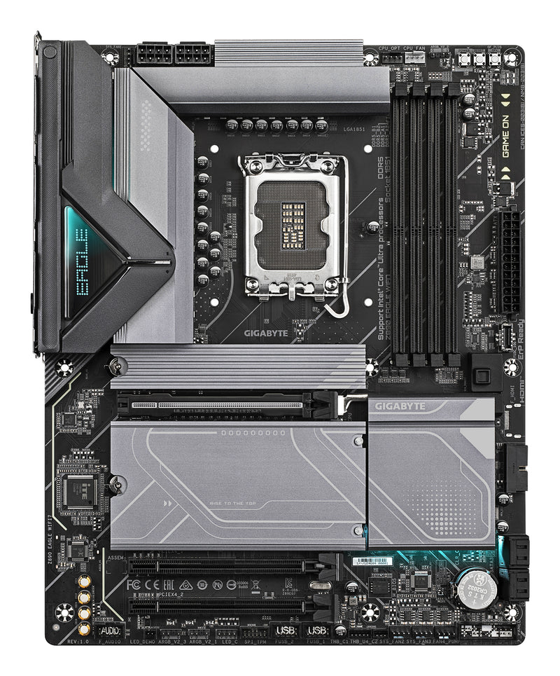 GIGABYTE Z890 EAGLE WIFI7 Mainboard - Unterstützt Intel Core Ultra (Serie 2) CPUs, 14+1+2 Phasen VRM, bis zu 8800MHz DDR5 (OC), 1xPCIe 5.0 + 3xPCIe 4.0, Wi-Fi 7, 2.5GbE LAN, USB 4