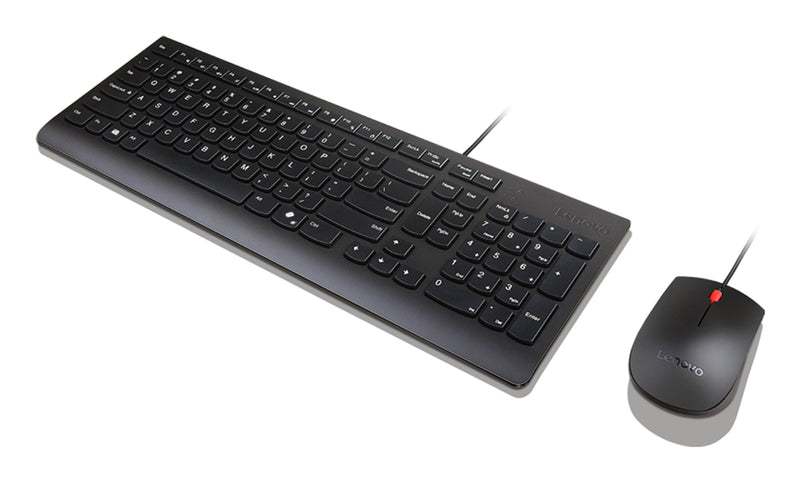 Lenovo Essential Wired Combo Black US Euro Tastatur Maus enthalten Universal USB Schwarz