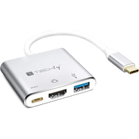Techly IADAP USB31-HDMIPTY laptop-dockingstation & portreplikator Kabelgebunden USB 3.2 Gen 1 (3.1 Gen 1) Type-C Silber