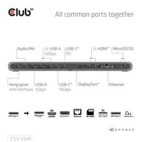 CLUB3D CSV-2541 laptop-dockingstation & portreplikator Andocken USB 3.2 Gen 1 (3.1 Gen 1) Type-C Schwarz