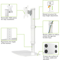 Techly ICA-LCD 260 Flachbildschirm-Tischhalterung 68,6 cm (27") Tisch/Bank Weiß