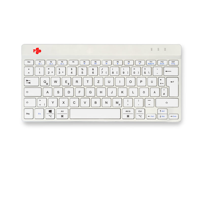 R-Go Tools Ergonomische Tastatur R-Go Compact Break, kompakte Tastatur mit Pausensoftware, QWERTZ (DE), Bluetooth, Weiß