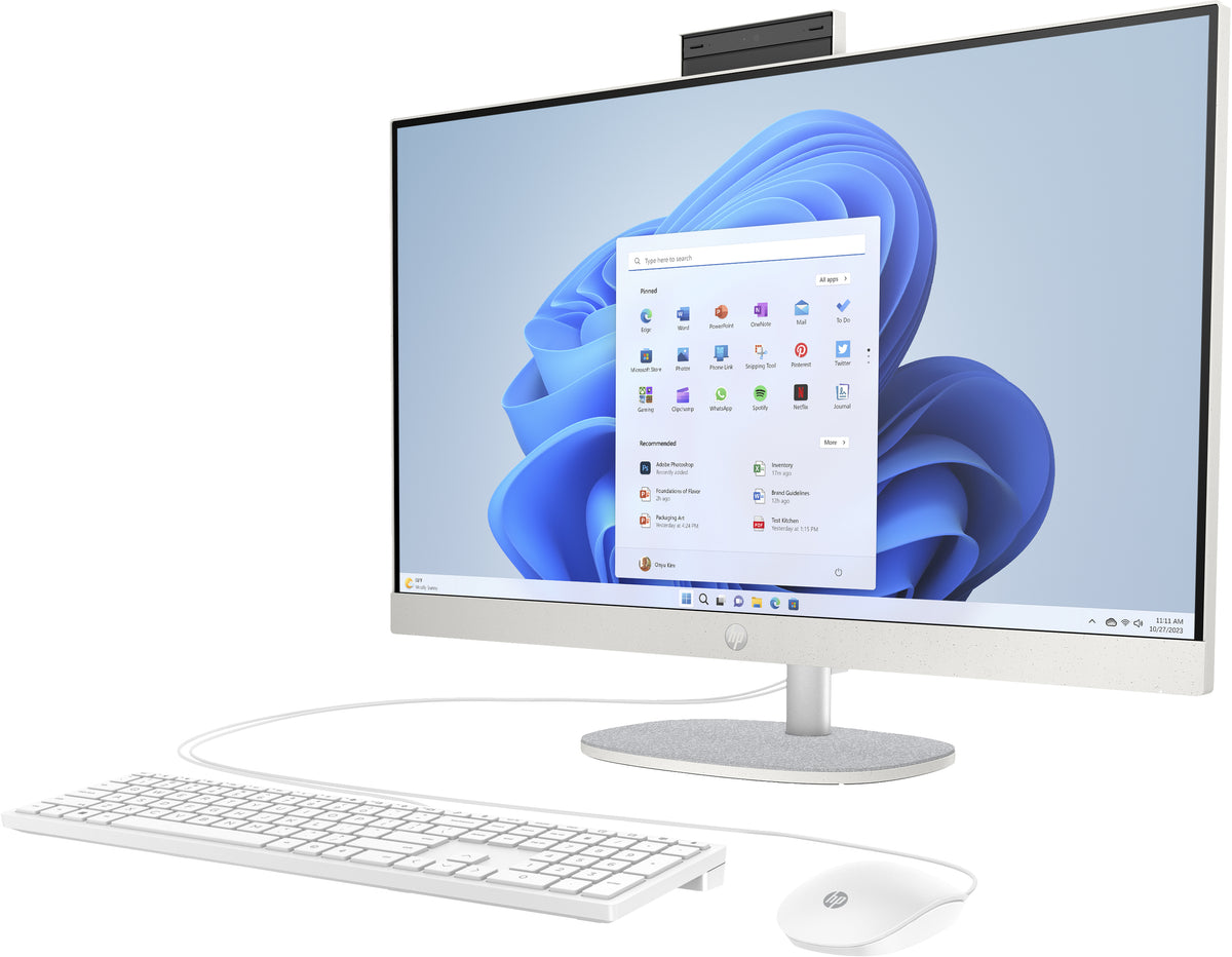 HP 27-cr0007ng AMD Ryzen™ 5 7520U 68,6 cm (27") 1920 x 1080 Pixel All-in-One-PC 16 GB LPDDR5-SDRAM 512 GB SSD Windows 11 Home Wi-Fi 6 (802.11ax) Weiß