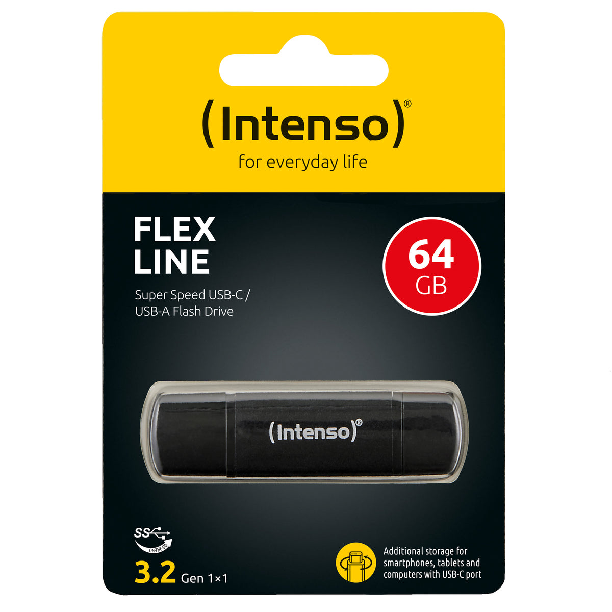Intenso 3544490 USB-Stick 64 GB USB Type-A / USB Type-C 3.2 Gen 1 (3.1 Gen 1) Schwarz
