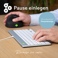 R-Go Tools Ergonomische Tastatur R-Go Compact Break, kompakte Tastatur mit Pausensoftware, QWERTY (US), Kabelgebunden, Weiß