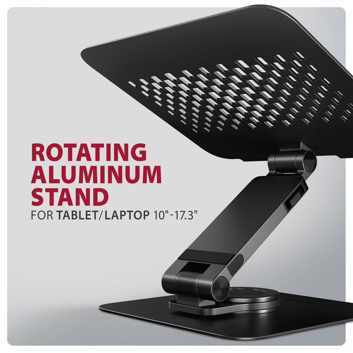 Axagon STND-LRB Aluminiumständer mit 360°-Drehung für Laptops 10"–17.3". Verstellbare Höhe und Winkel. Schwarze Version.