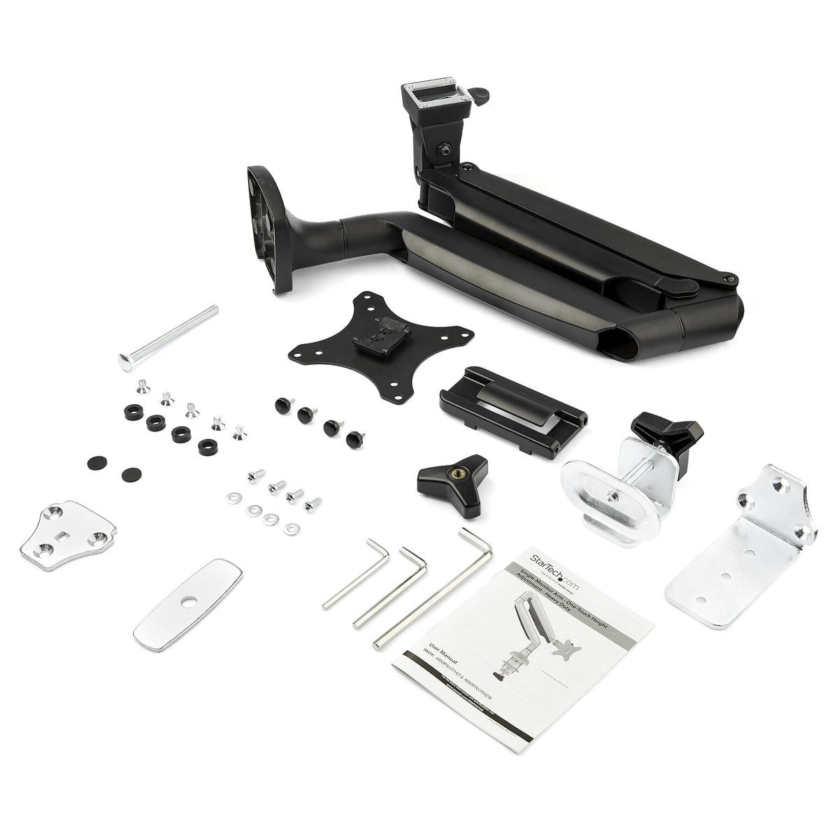 StarTech.com Monitorarm - Tischbefestigung - frei beweglich - robust - Ergonomischer Hochleistungs-VESA-Monitorarm - Einzelnes 9-kg-Display - Volle Bewegung, höhenverstellbar, - Aluminium - C-Klemme / Tülle - Schwarz