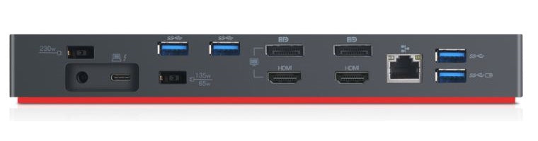 Lenovo Thunderbolt 3 Dock Gen2 Kabelgebunden Schwarz, Rot