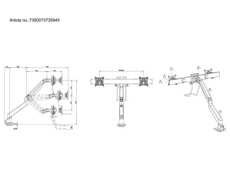 Multibrackets 5945 Flachbildschirm-Tischhalterung 71,1 cm (28") Tisch/Bank Weiß