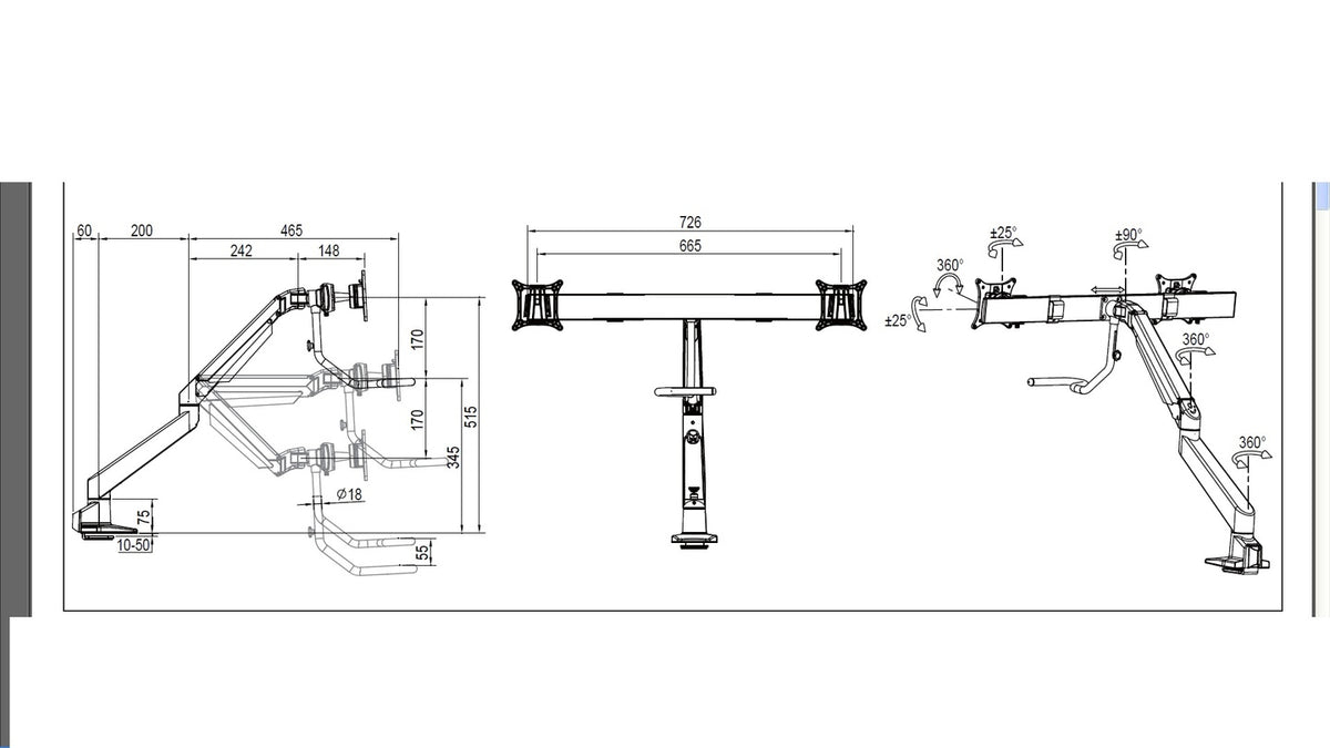 Multibrackets 6355 Flachbildschirm-Tischhalterung 71,1 cm (28") Tisch/Bank Schwarz