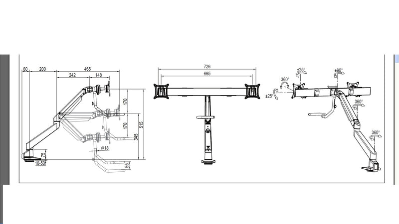 Multibrackets 6355 Flachbildschirm-Tischhalterung 71,1 cm (28") Tisch/Bank Schwarz