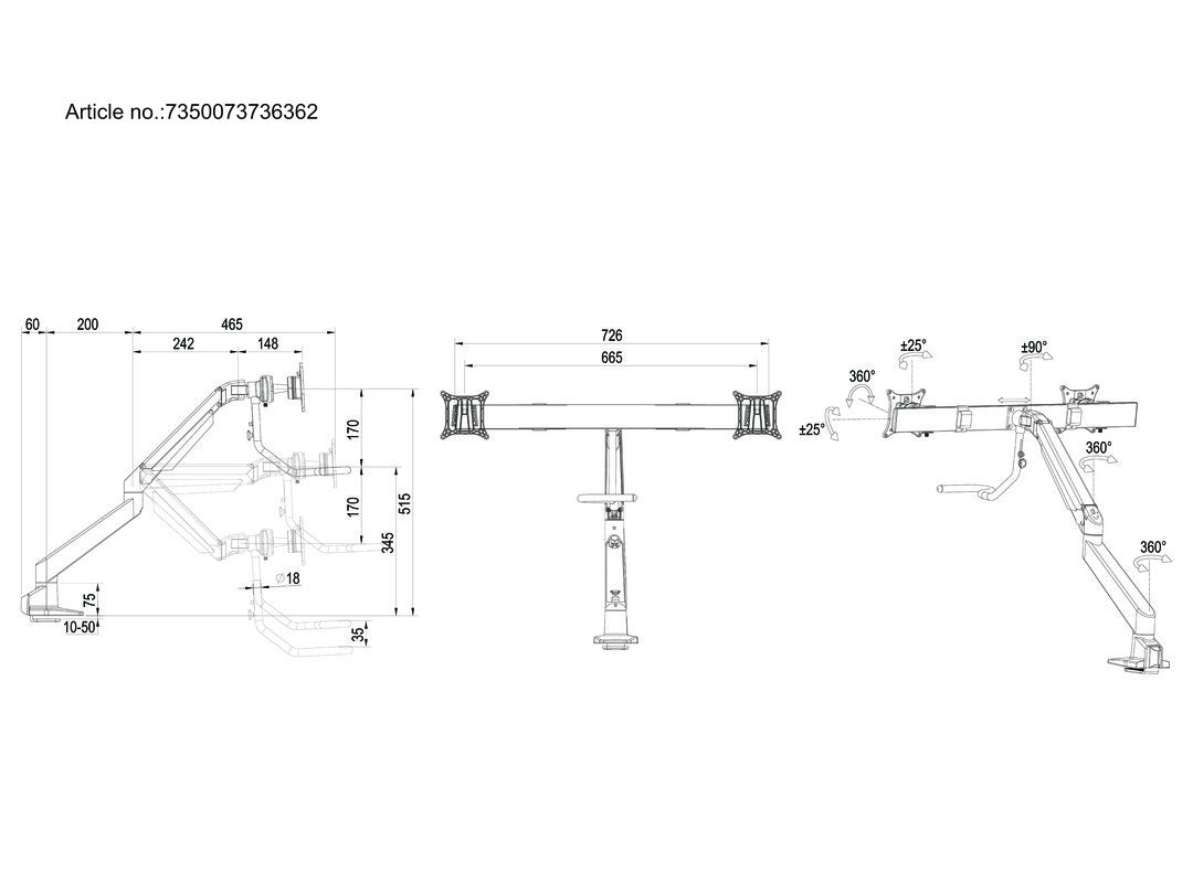 Multibrackets 6362 Flachbildschirm-Tischhalterung 71,1 cm (28") Tisch/Bank Silber