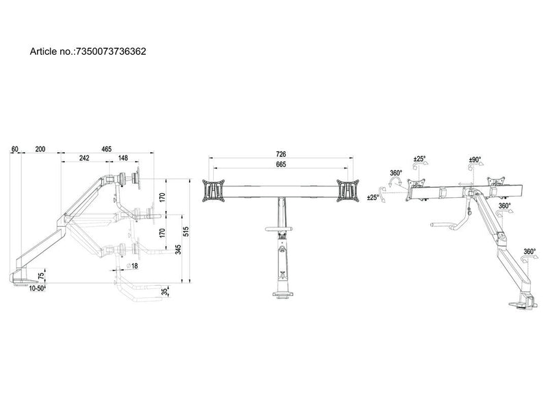 Multibrackets 6362 Flachbildschirm-Tischhalterung 71,1 cm (28") Tisch/Bank Silber
