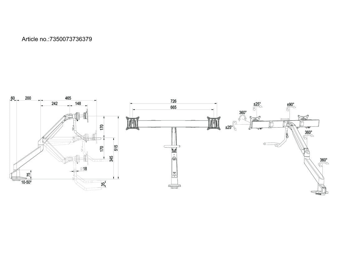 Multibrackets 6379 Flachbildschirm-Tischhalterung 71,1 cm (28") Tisch/Bank Weiß