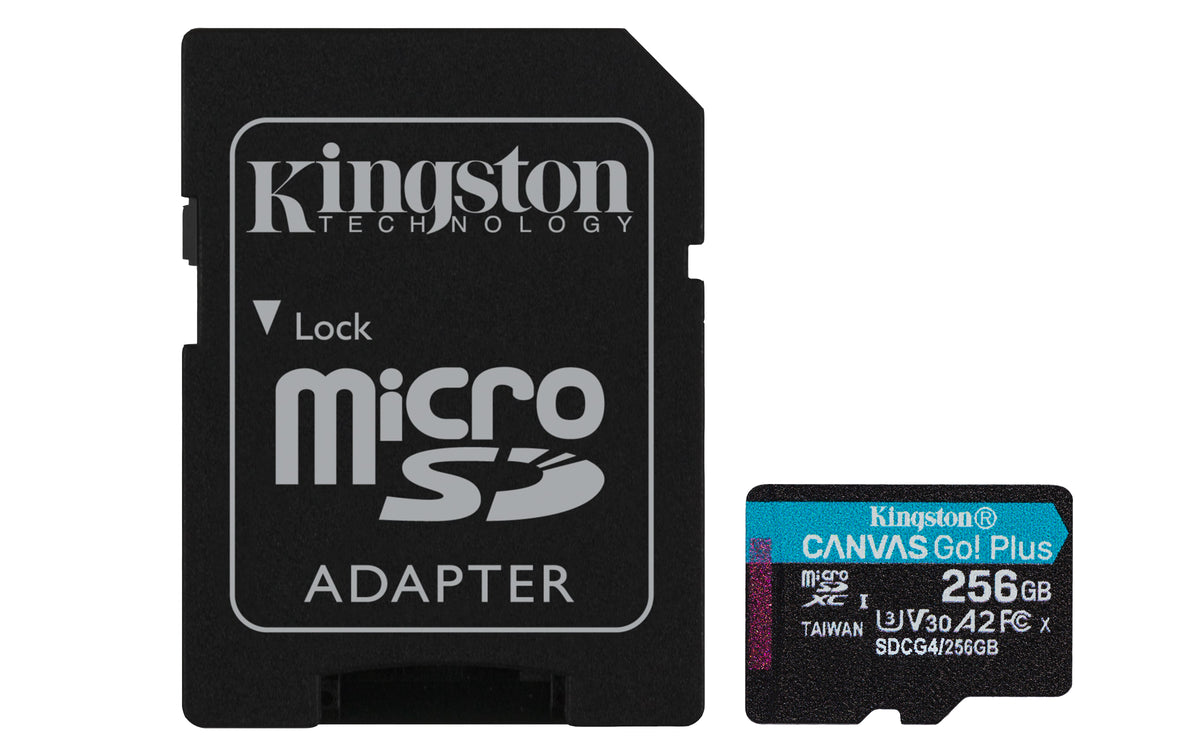 Kingston Technology 256GB microSDXC Canvas Go Plus Gen4 200 MB/s A2 U3 V30-Karte + Adapter