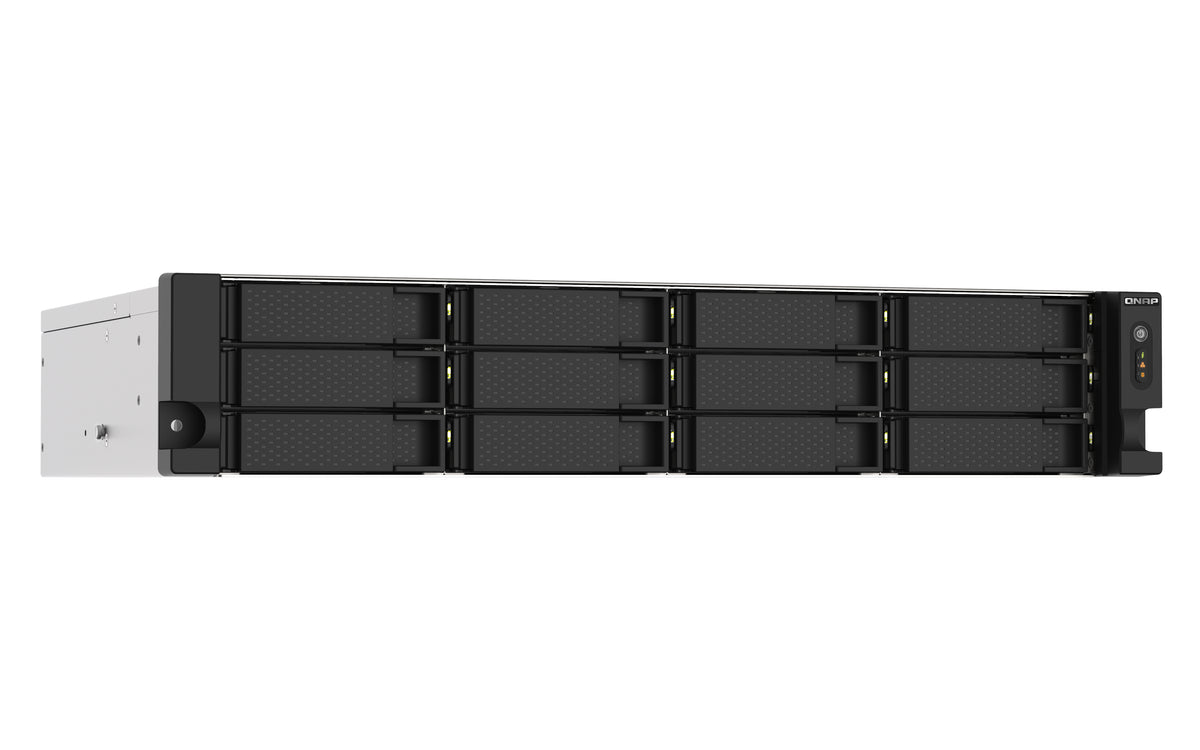 QNAP TS-1273AU-RP-8G NAS & Speicherserver Rack (2U) Ryzen Embedded V1500B 8 GB DDR4 0 TB QNAP QTS Aluminium, Schwarz