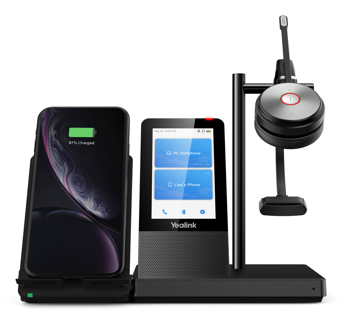 Yealink WH66 Mono UC Kopfhörer Kabellos Kopfband Büro/Callcenter USB Typ-A Bluetooth Ladestation Schwarz