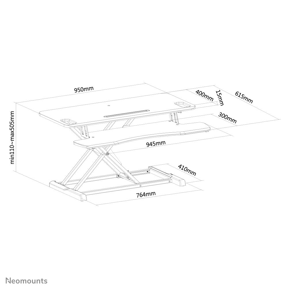 Neomounts NS-WS300BLACK Sitz-Steh-Arbeitsplatz - Gasfeder
