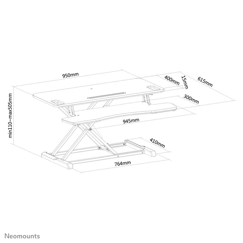 Neomounts NS-WS300BLACK Sitz-Steh-Arbeitsplatz - Gasfeder
