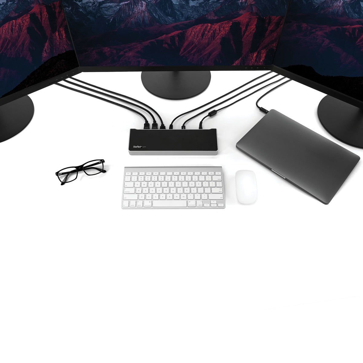 StarTech.com 4K USB-C Dock, Dreifach UHD 4K Monitor Dockingstation, Mac & Windows, USB-C zu HDMI & DisplayPort, 100W Power Delivery, 5x USB 5Gbps Hub