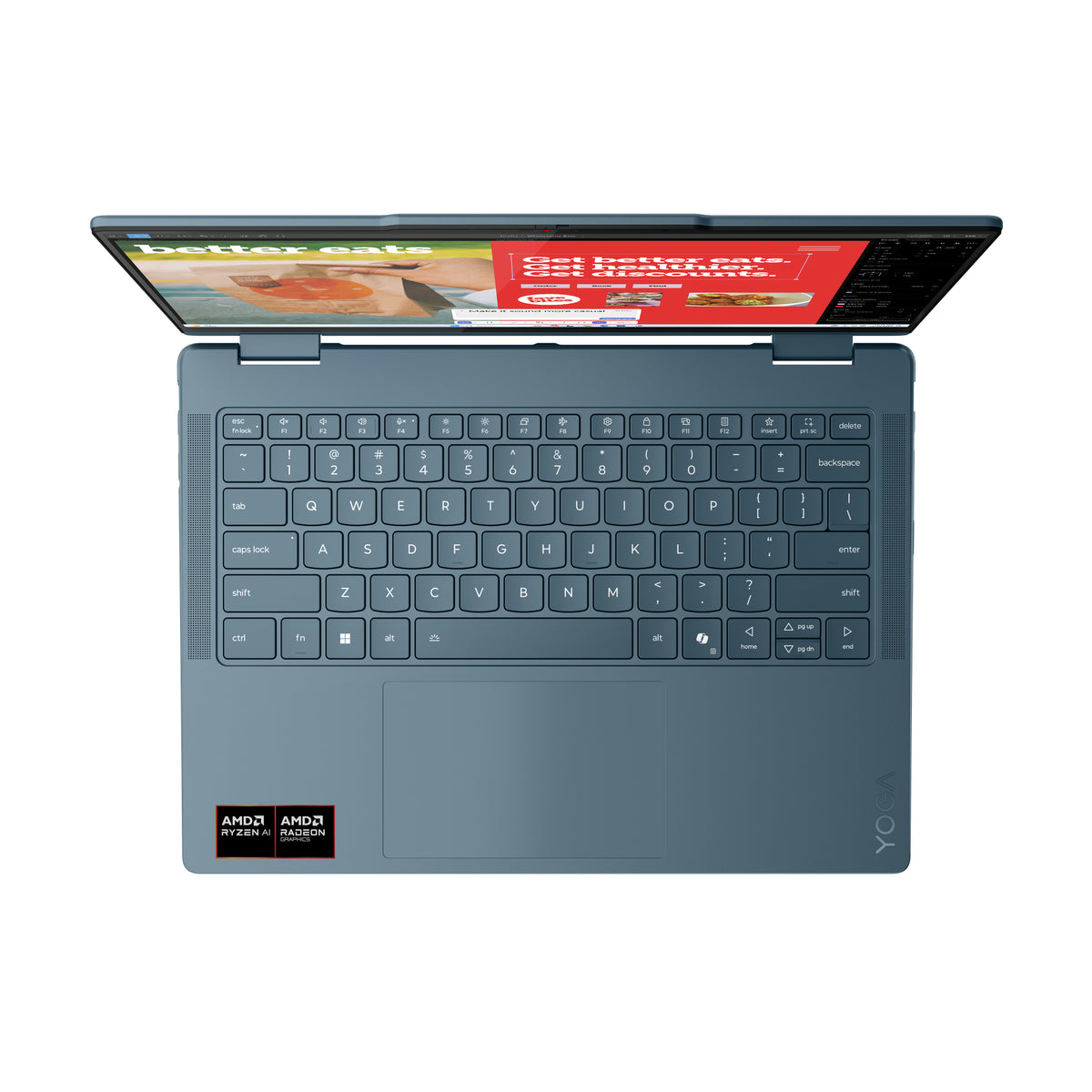 Lenovo Yoga 7 2-in-1 14AKP10 Copilot+ PC AMD Ryzen AI 5 340 Hybrid (2-in-1) 35,6 cm (14") Touchscreen WUXGA 16 GB LPDDR5x-SDRAM 512 GB SSD Wi-Fi 7 (802.11be) Windows 11 Home Türkis Deutsch