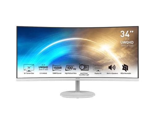 MSI Pro MP341CQ Computerbildschirm 86,4 cm (34") 3440 x 1440 Pixel UltraWide Quad HD Weiß