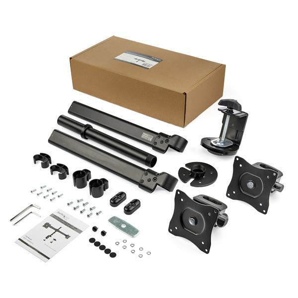 StarTech.com Dual-Monitor Halterung - unterstützt Monitore 13" bis 27" (8kg) - Verstellbar - Tischklemme oder Tischlochmontage für VESA Monitore - Schwarz