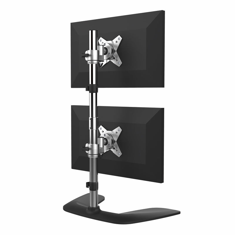 StarTech.com Monitorhalterung für zwei vertikal gestapelte Monitore - Ergonomischer Monitorarm für zwei VESA Monitore - bis zu 27"(je 8kg) Monitore - Freistehend, Höhenverstellbar - Silber