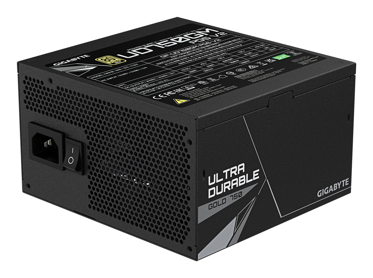 GIGABYTE UD750GM PG5 V2 Netzteil – PCIe Gen 5.1, 80 PLUS Gold, Vollmodulares Design, 120-mm-Lüfter, ATX 3.1-kompatibel, EU-Stecker