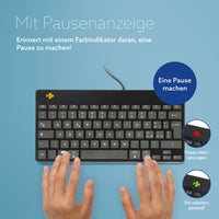 R-Go Tools Ergonomische Tastatur R-Go Compact Break, kompakte Tastatur mit Pausensoftware, QWERTY (IT), Kabelgebunden, Schwarz