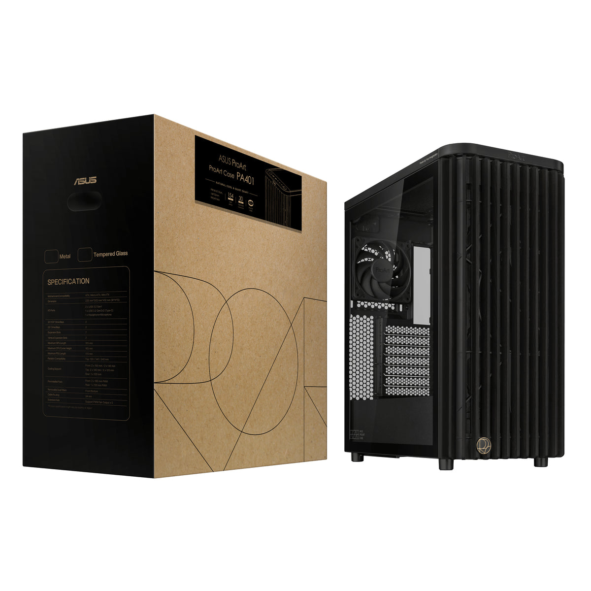 ASUS ProArt PA401 Wood TG PWM (Black) Tower Schwarz