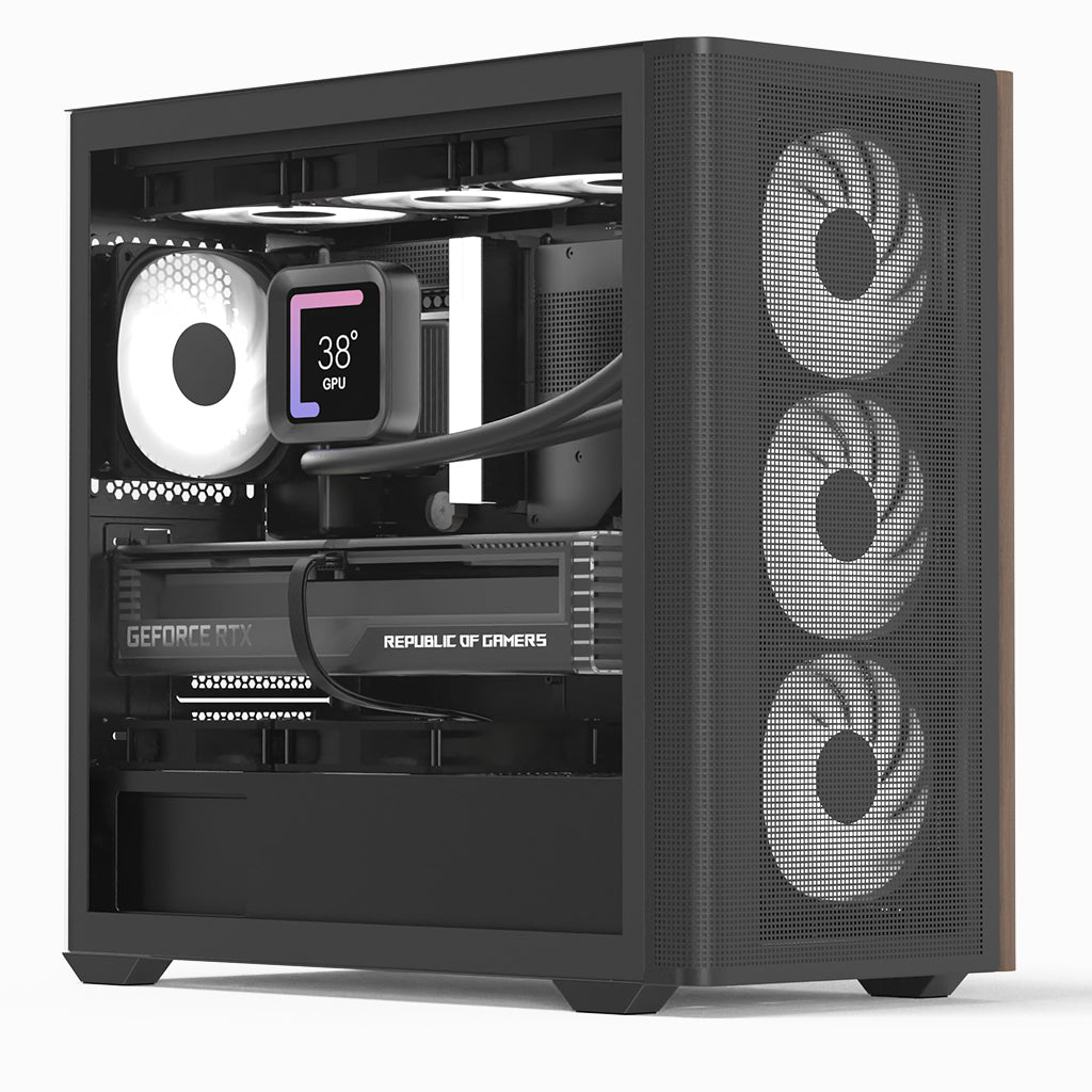 Aerocool D301A Mini Tower Schwarz, Holz