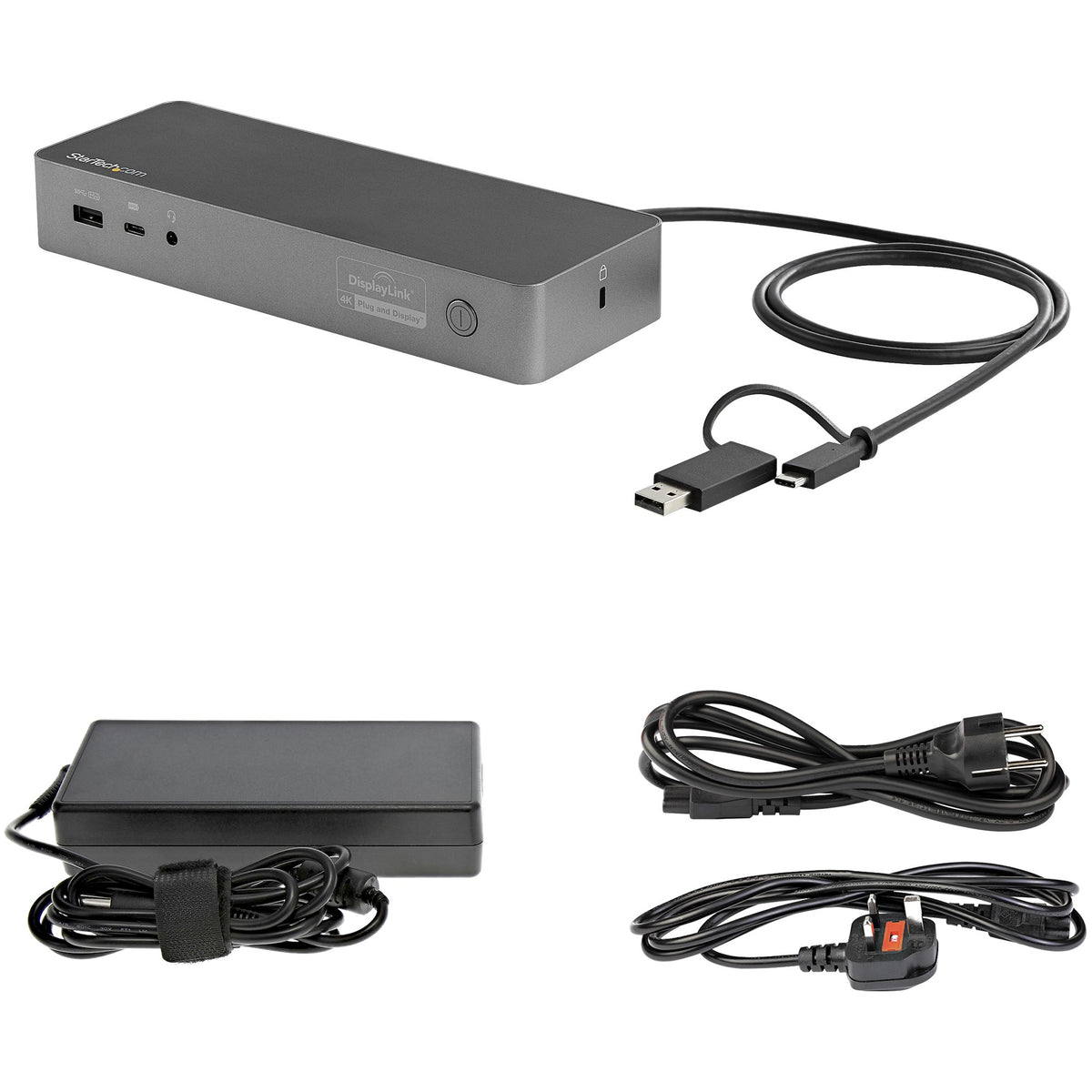 StarTech.com Universale Laptop Dockingstation, Hybrid USB-C & USB-A Dock, Dual 4K DP & HDMI, 100W PD, Mac / Windows / Chrome OS, 4x USB 5Gbps Hub, GbE