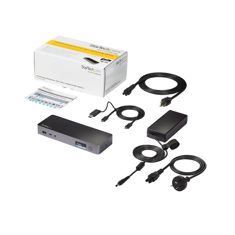 StarTech.com Universale Laptop Dockingstation, Hybrid USB-C & USB-A Dock, Dual 4K DP & HDMI, 60W PD, Mac / Windows / Chrome OS, 4x USB 5Gbps Hub, GbE
