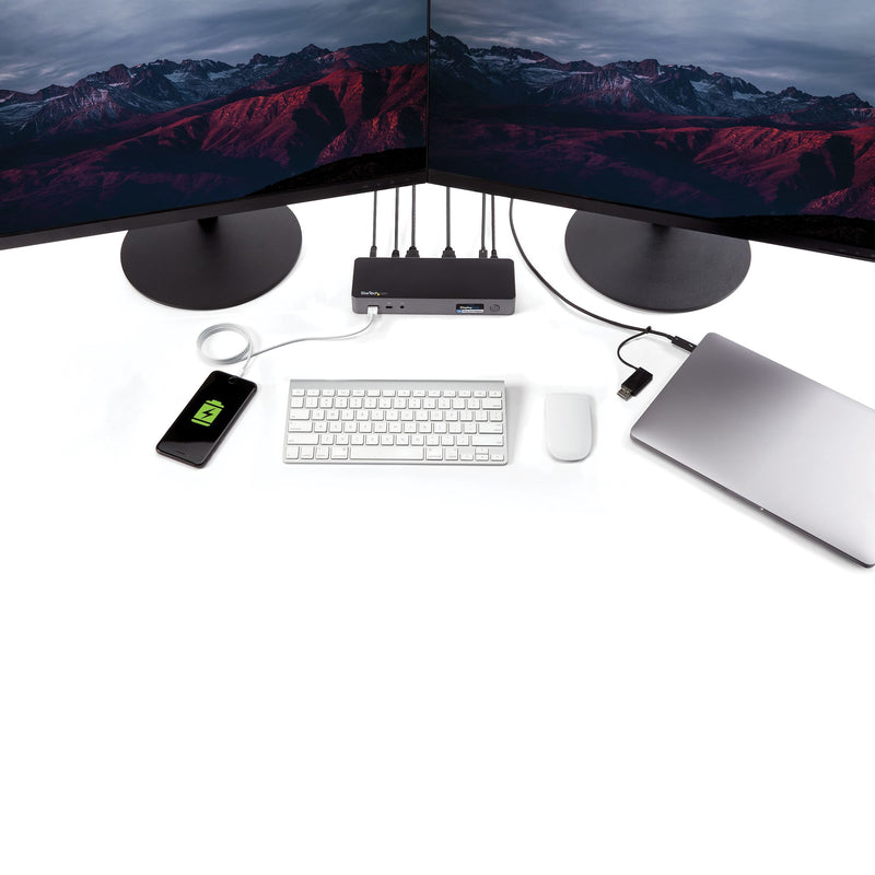 StarTech.com Universale Laptop Dockingstation, Hybrid USB-C & USB-A Dock, Dual 4K DP & HDMI, 60W PD, Mac / Windows / Chrome OS, 4x USB 5Gbps Hub, GbE