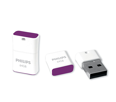 Philips FM64FD85B/00 Clé USB 64 Go USB Type-A 2.0 Violet, Blanc