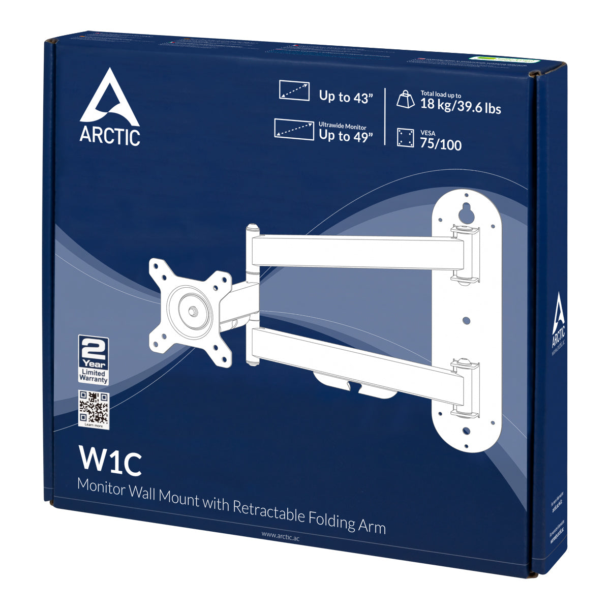 ARCTIC W1C - Monitor-Wandhalterung mit beweglichem Gelenkarm