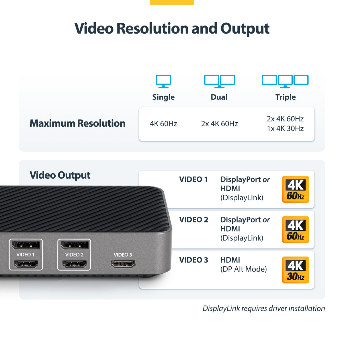 StarTech.com USB-C Drei Monitor Dockingstation - HDMI/DP Dreifach 4K USB C Dock - 5x USB Hub - GbE - 100W PD - Universelle Multi-Monitor Dockingstation - Thunderbolt 3/4 Kompatibel