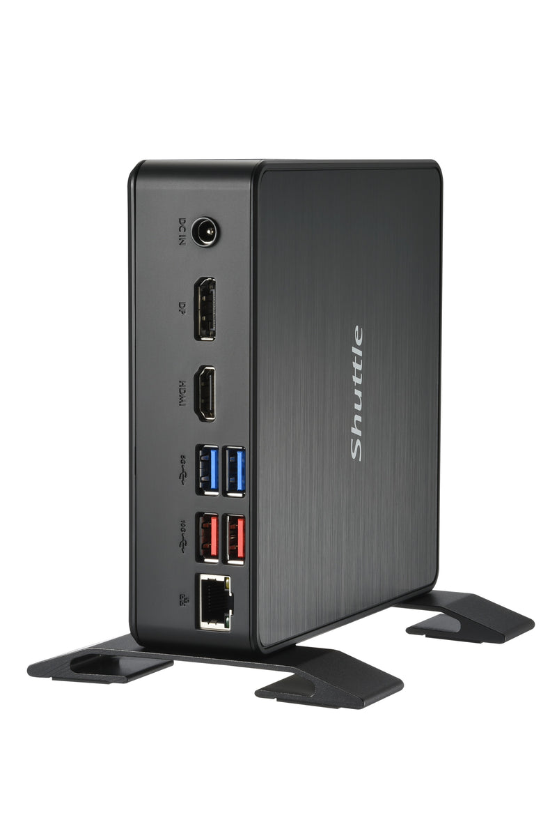 Shuttle XPC Nano PC NC40U, Intel Celeron 7305U, 1x HDMI, 1x DP,1xUSB-C/DP, 6x USB3.2, 1x 2.5" bay, 2x M.2, 1x LAN, RAID, 24/7 Dauerbetrieb, inkl. VESA & Stand