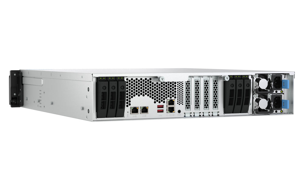 QNAP TS-H3077AFU-R5-32G NAS & Speicherserver Rack (2U) AMD Ryzen™ 5 32 GB DDR5 0 TB QuTS hero Schwarz, Metallisch