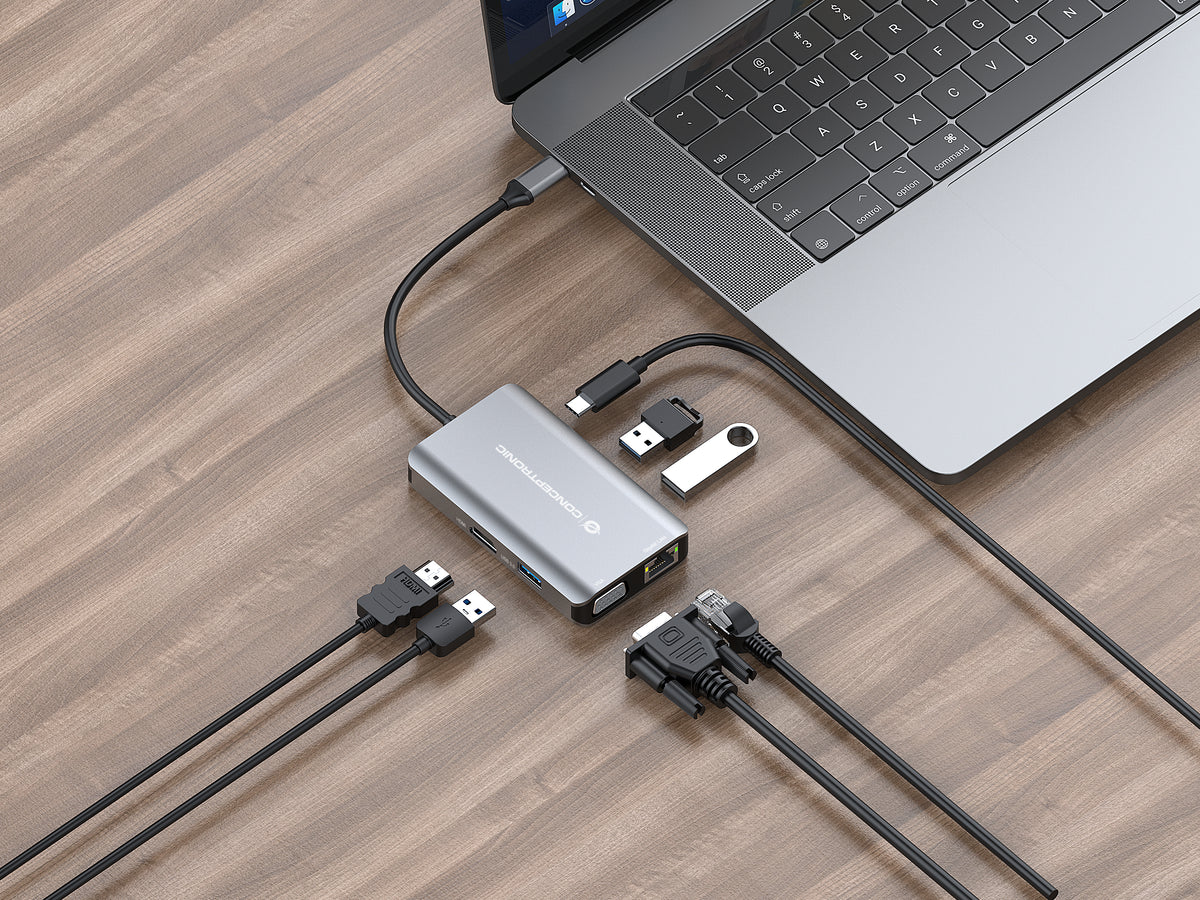 Conceptronic DONN21G laptop-dockingstation & portreplikator Kabelgebunden USB 3.2 Gen 1 (3.1 Gen 1) Type-C Grau