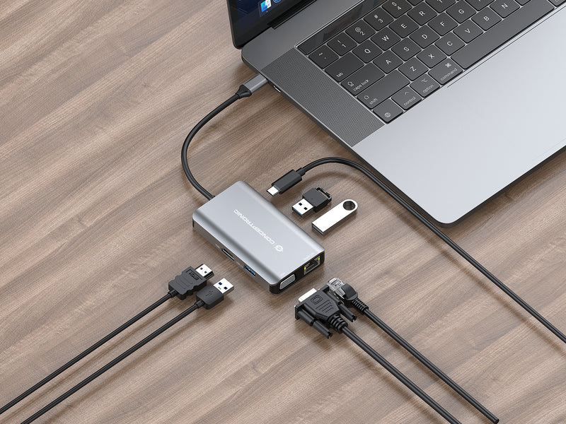 Conceptronic DONN21G laptop-dockingstation & portreplikator Kabelgebunden USB 3.2 Gen 1 (3.1 Gen 1) Type-C Grau