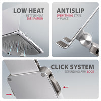 Axagon STND-LR Aluminiumständer mit 360°-Drehung für Laptops 10"–17.3". Verstellbare Höhe und Winkel.