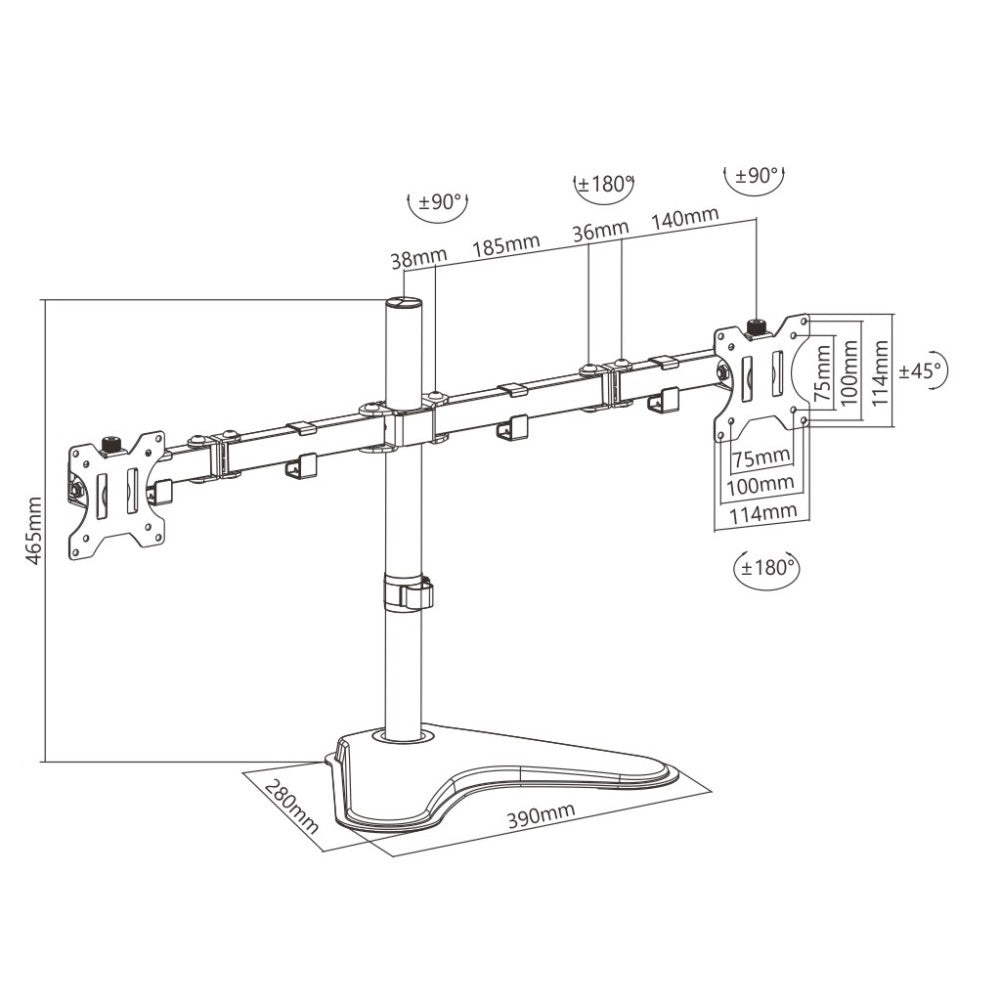 Techly ICA-LCD 2524 Flachbildschirm-Tischhalterung 81,3 cm (32") Tisch/Bank Schwarz