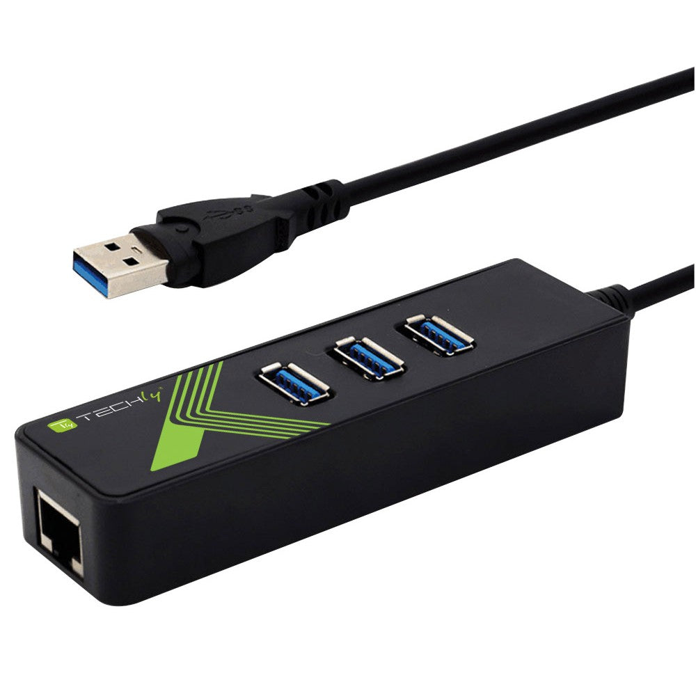 Techly IDATA USB-ETGIGA-3U2 laptop-dockingstation & portreplikator USB 3.2 Gen 1 (3.1 Gen 1) Type-A Schwarz