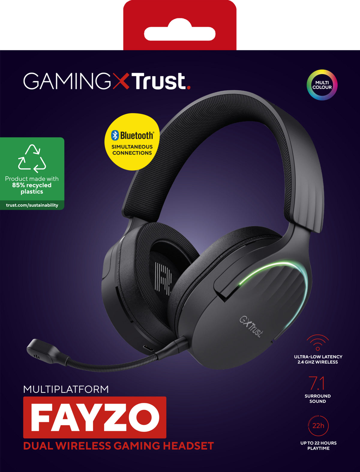 Trust GXT 491 Fayzo Kopfhörer Verkabelt & Kabellos Kopfband Gaming USB Typ-C Bluetooth Schwarz